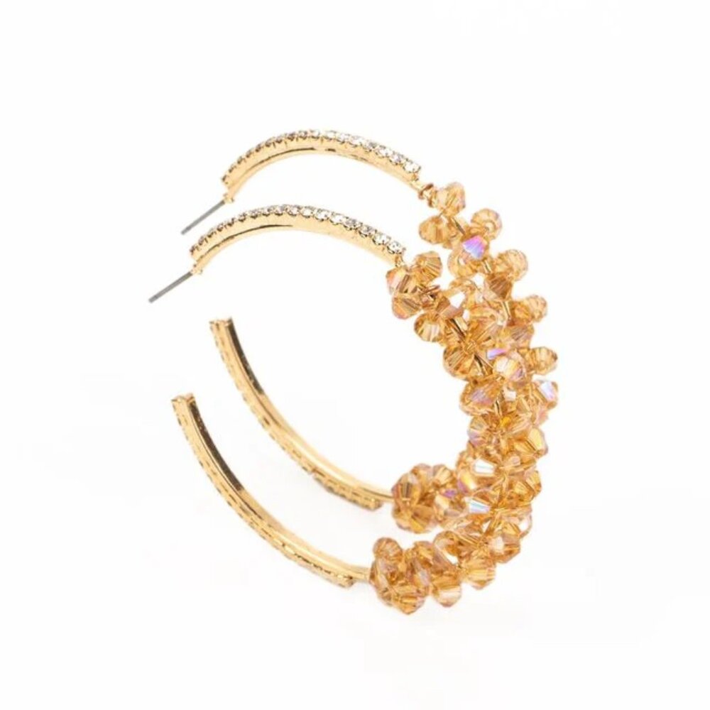 Paparazzi Bubble-Bursting Bling Gold Hoop Earrings